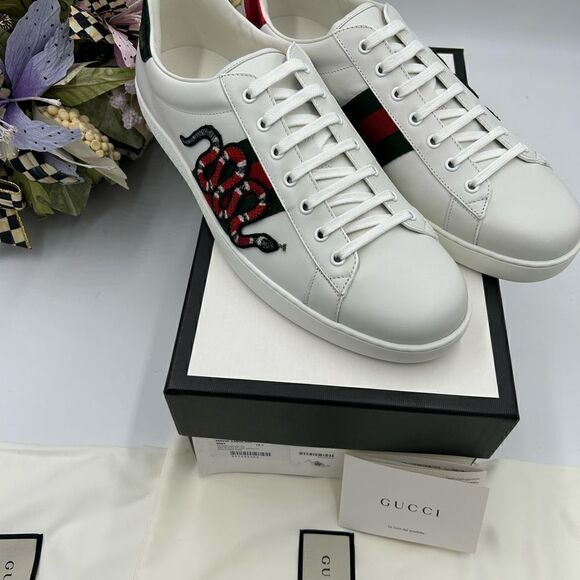Men’s Gucci ace snake embroidered leather sneakers size 14.5 made in Italy - Picture 3 of 10